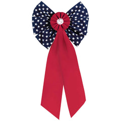 Large Patriotic Flocked Bow Decoration