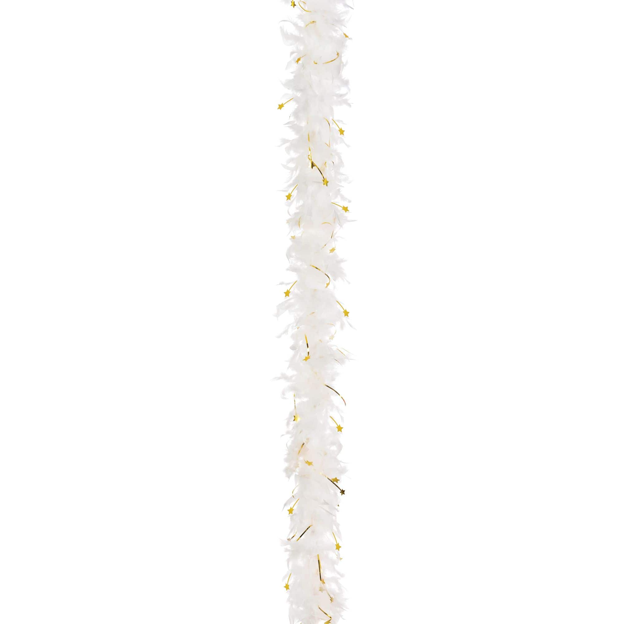 Golden Age Feather & Tinsel Boa, White/Gold, 72-inch