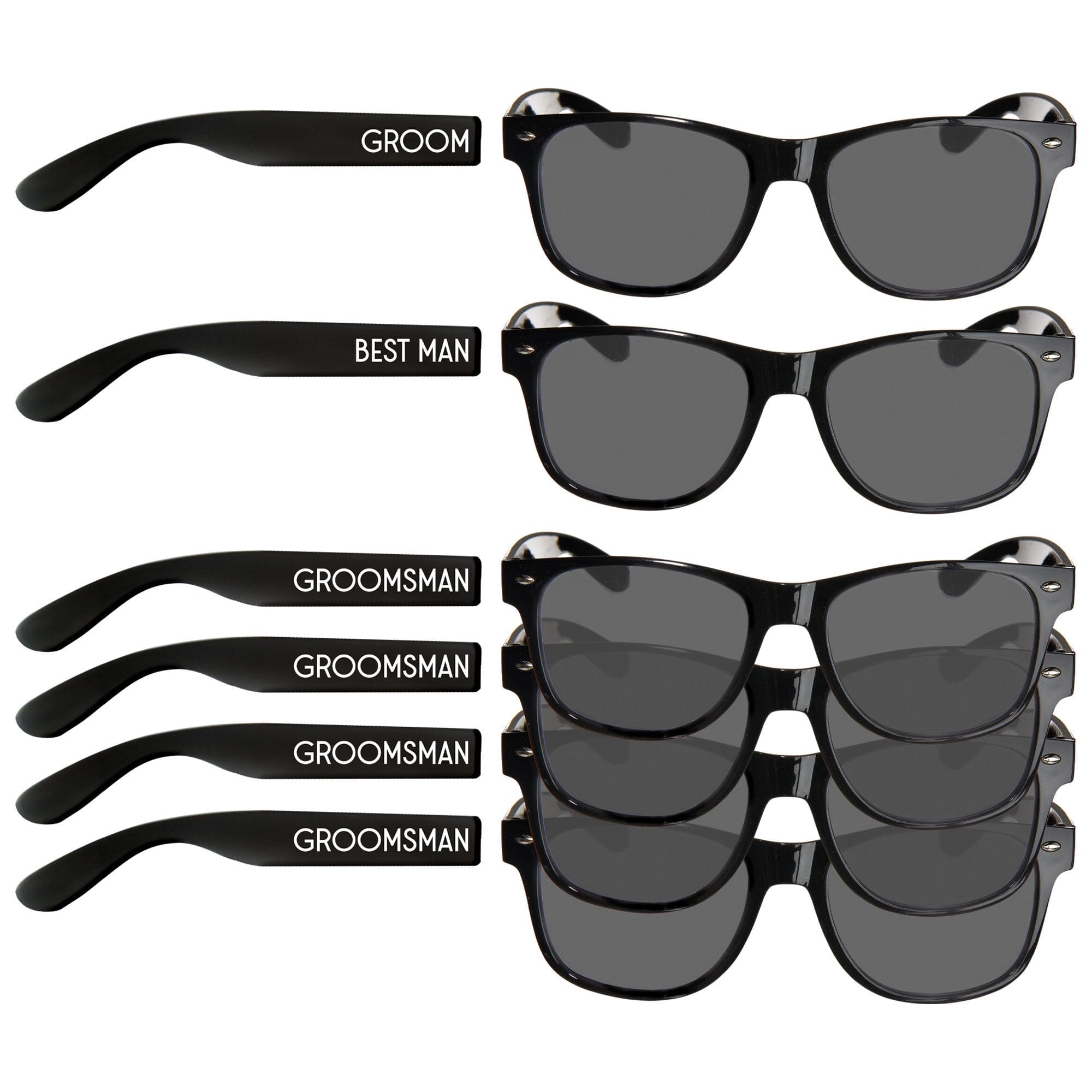 Groom & Groomsman Wearable Sunglasses, Black, One Size, 6-pk
