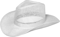 Classic White Straw Cowboy Hat, One Size