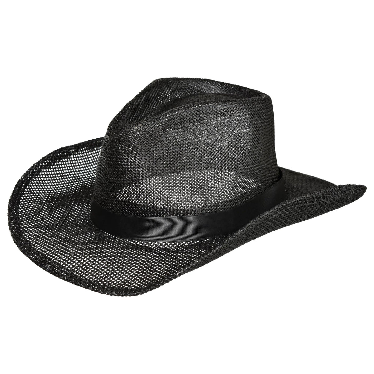 Black Straw Cowboy Hat - Classic Western Costume Accessory
