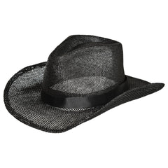 Black Straw Cowboy Hat - Classic Western Costume Accessory