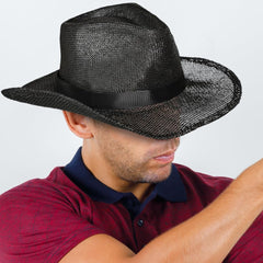 Black Straw Cowboy Hat - Classic Western Costume Accessory