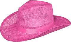 Bright Pink Straw Cowboy Hat, One Size