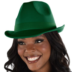 Festive Green Roaring 20s Fabric Fedora Hat, One Size
