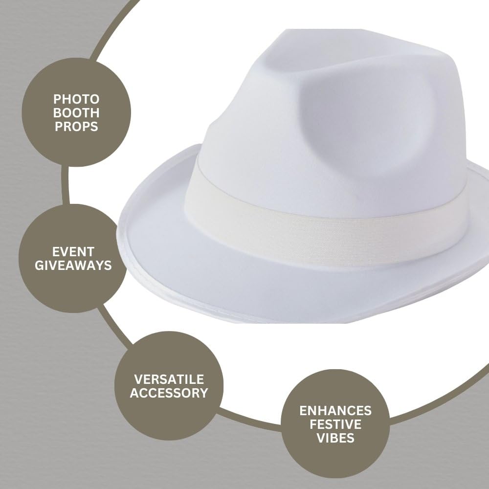 Classic White Fedora Hat - Team Spirit Essential