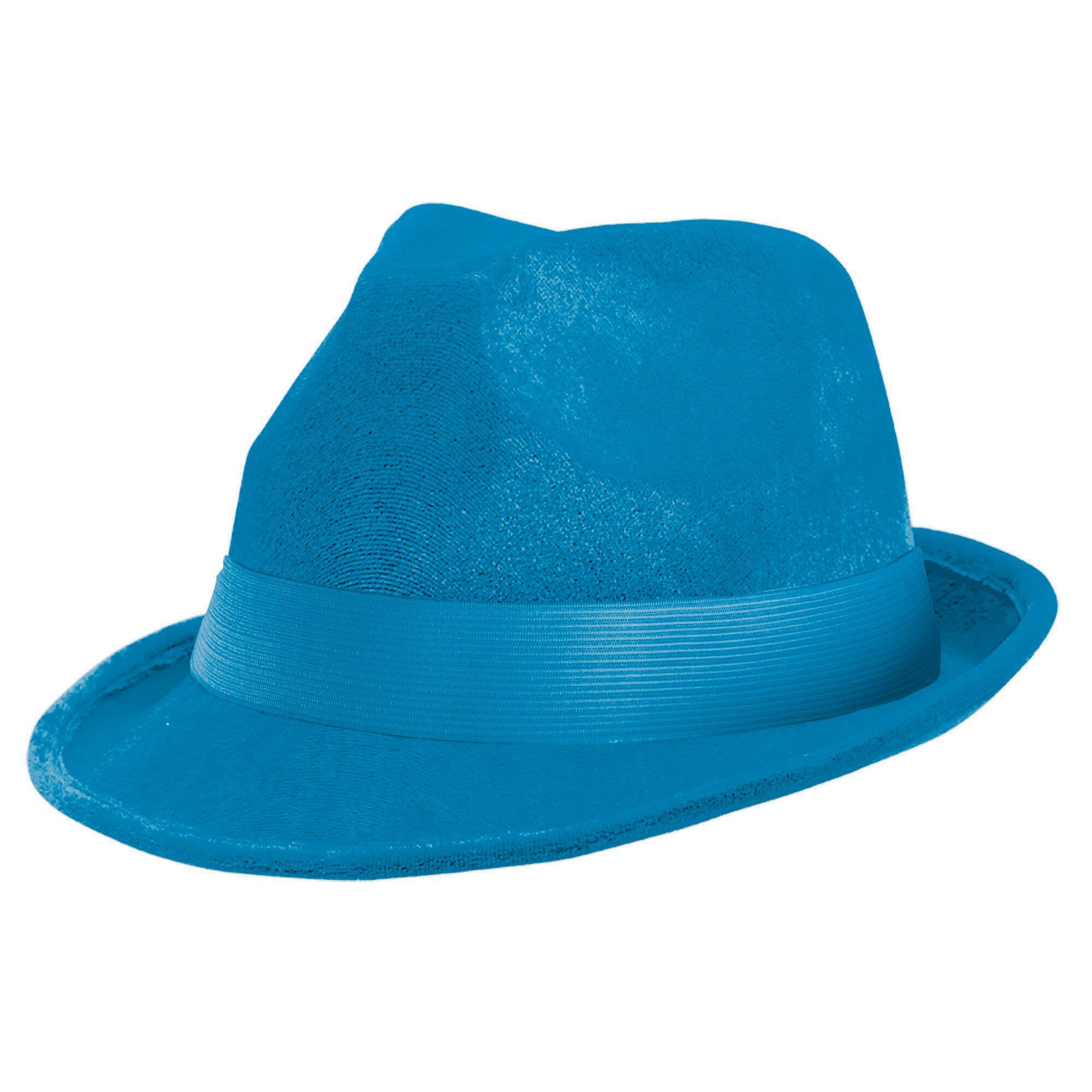 Glitter Fabric Fedora Hat, Blue, One Size