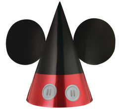 Disney Mickey Mouse Cone Party Hats, Red/Black, One Size, 8-pk