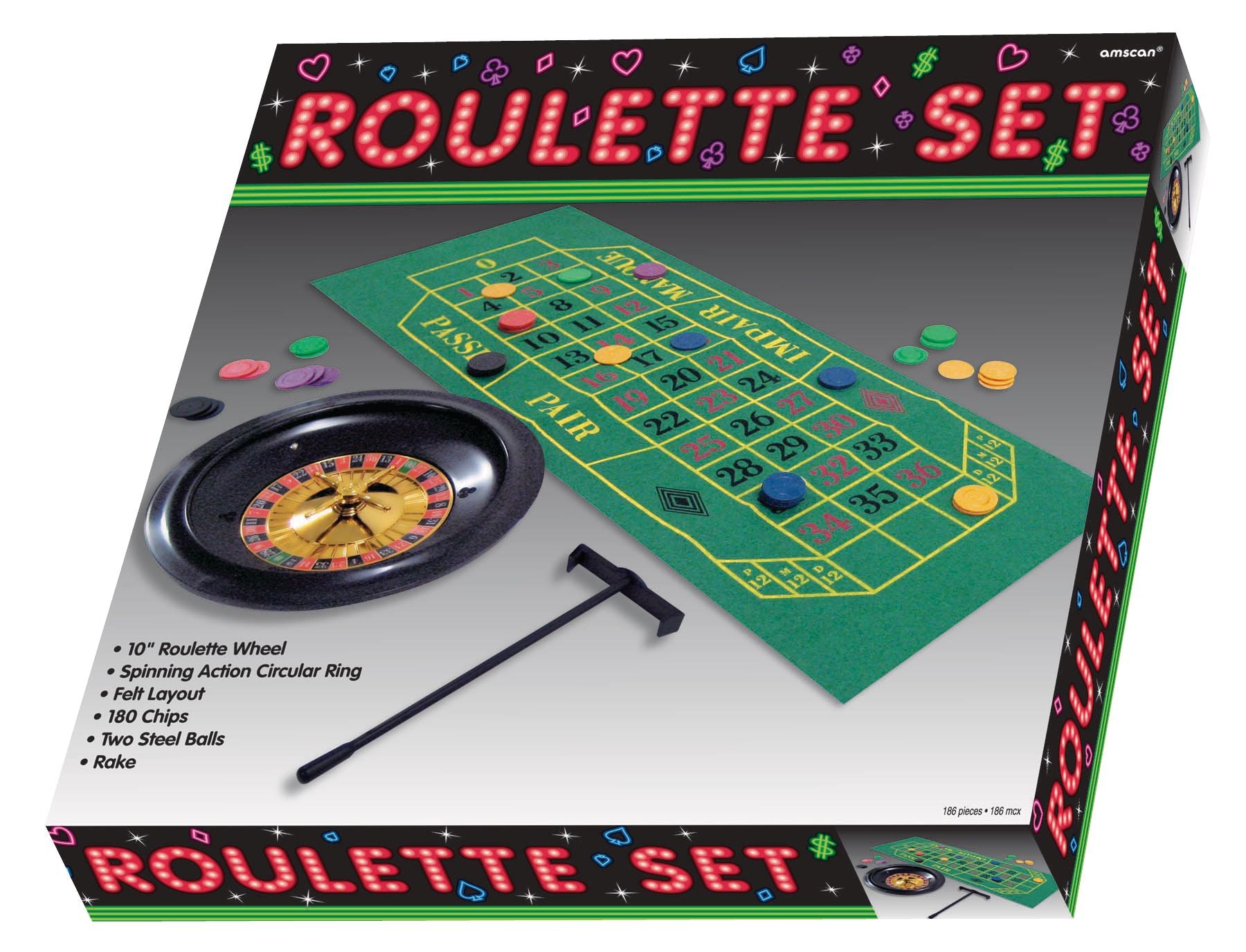 Casino Roulette Game Set with Wheel and Chips