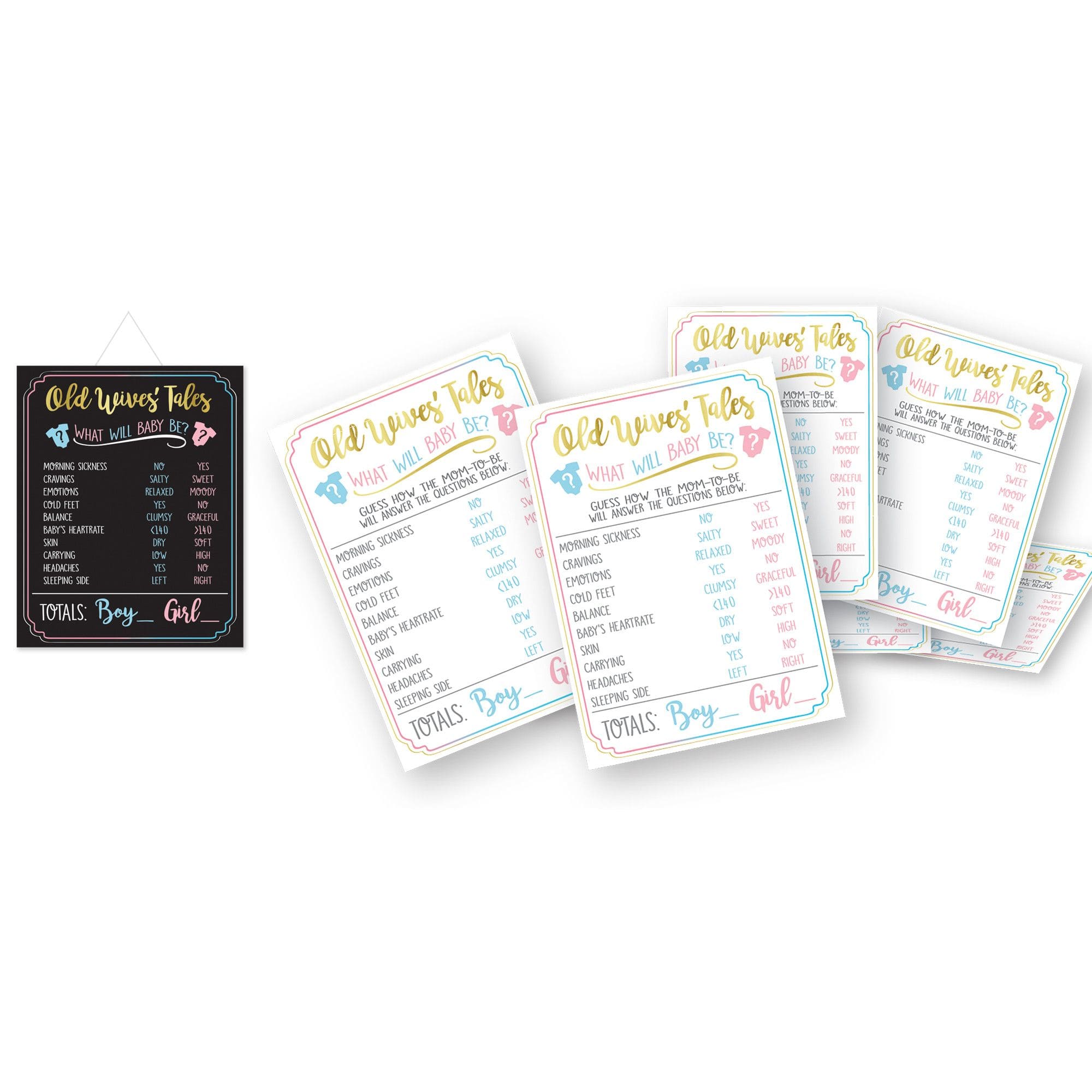Old Wives Tale Game, Blue/Pink, 25-pk, for Gender Reveal