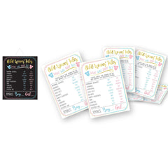 Old Wives Tale Game, Blue/Pink, 25-pk, for Gender Reveal