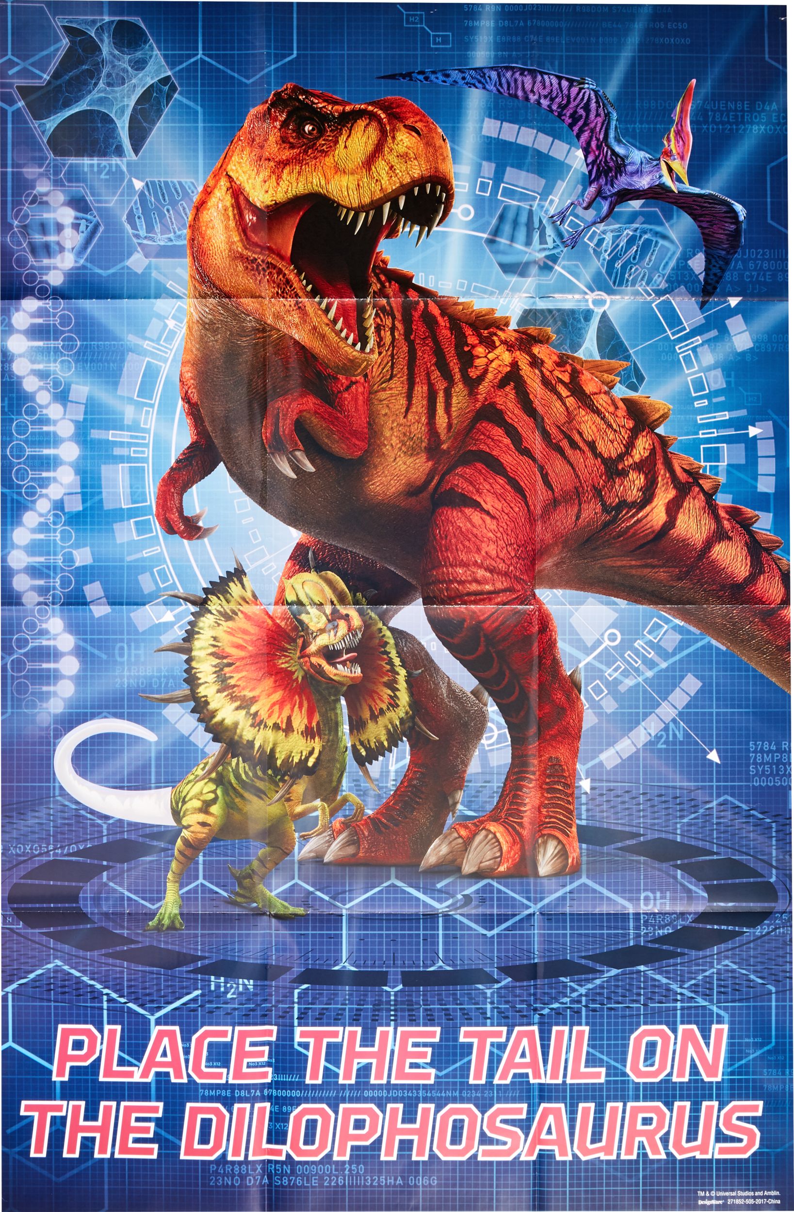 Jurassic World Pin the Tail Game, Blue, 10-pk