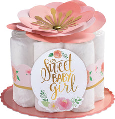 Floral Baby Girl Diaper Centerpiece, Pink, 10-inch, 6-pk
