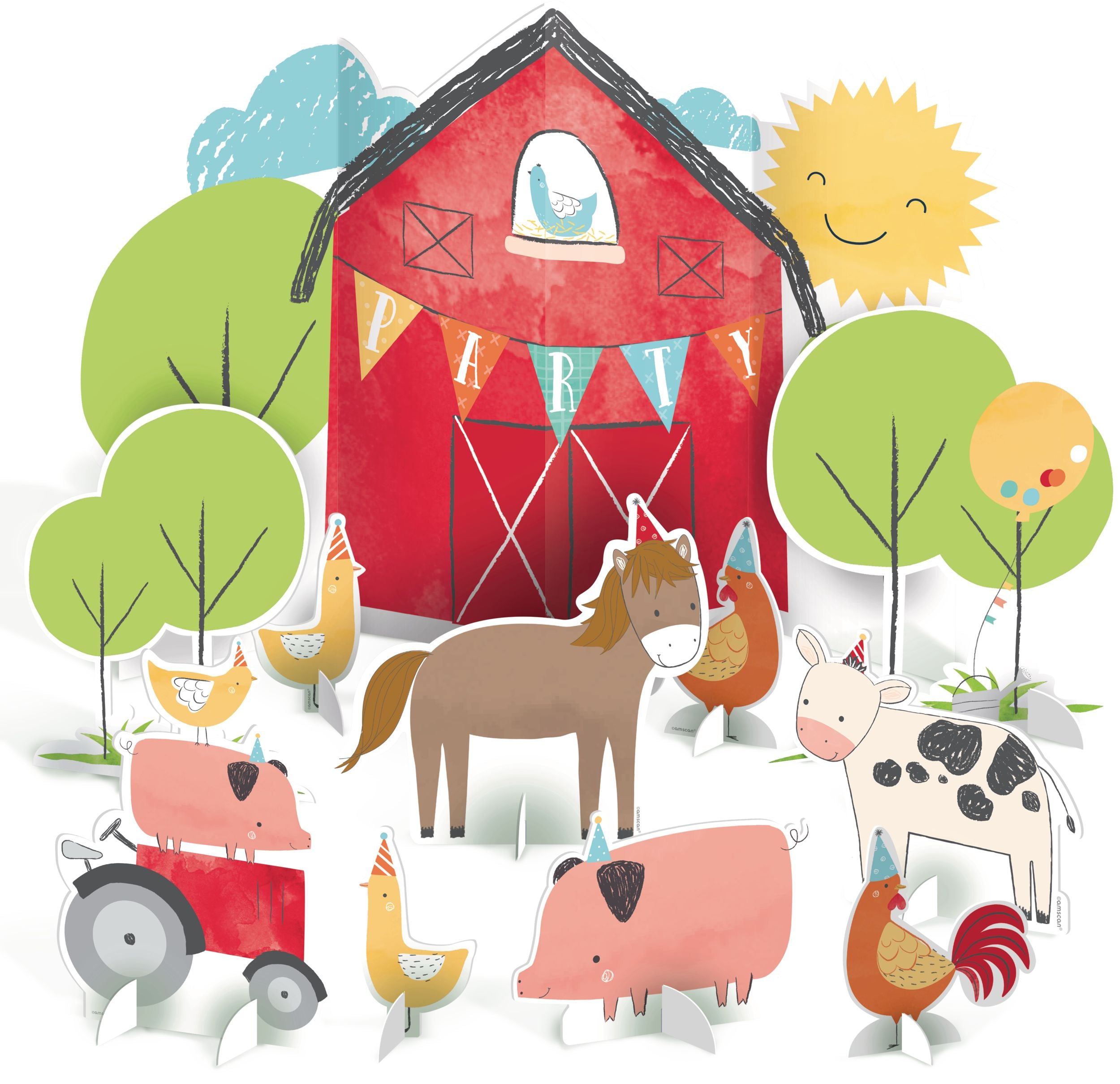 Friendly Farm Birthday Party Table Decorating Kit, 10-pc