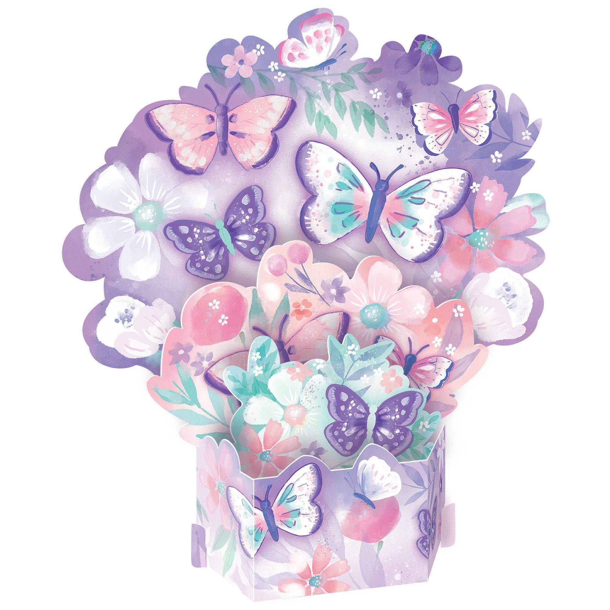 Flutter Butterfly Table Centerpiece Decoration, Purple, 23.5 inch
