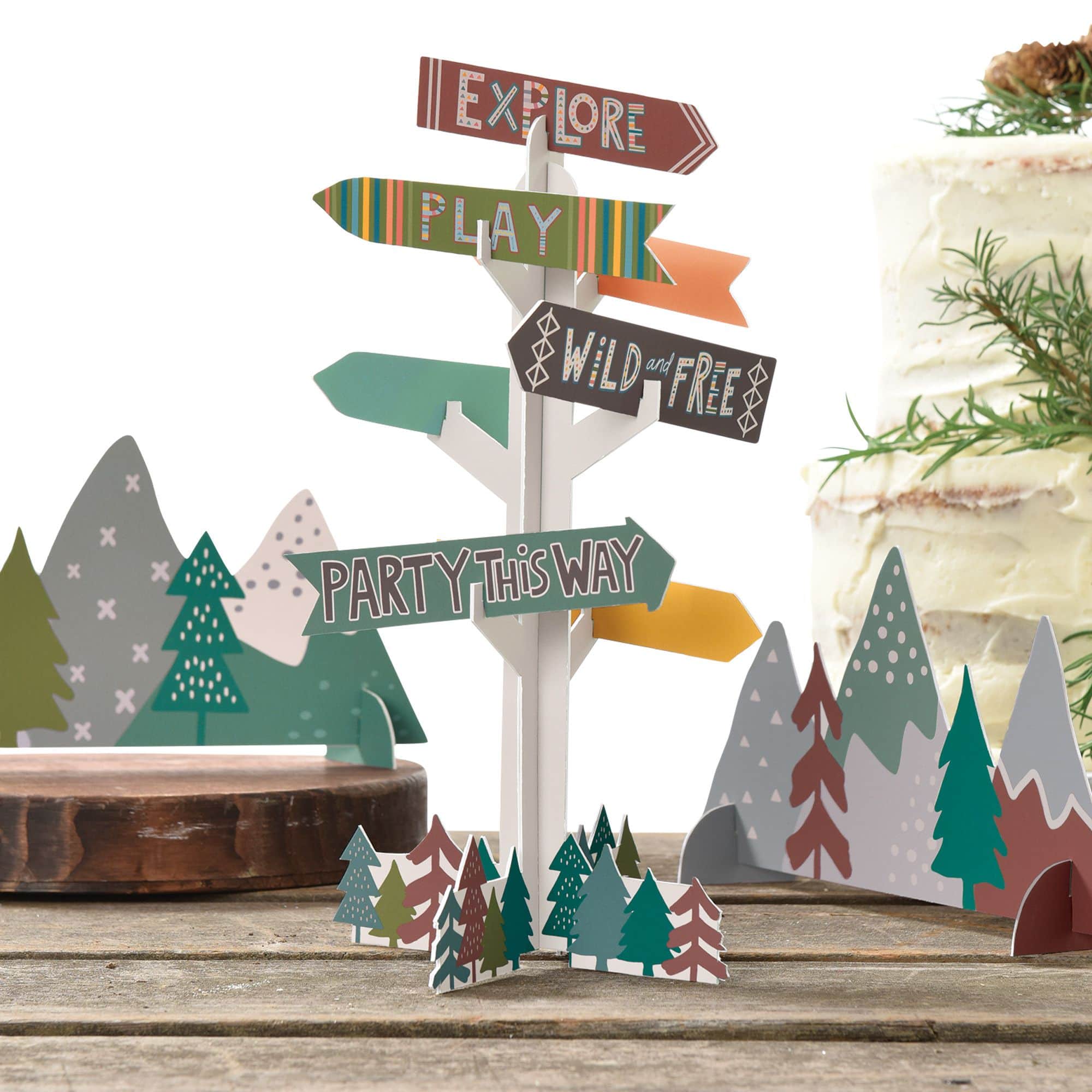 Wilderness "Explore" Sign Table Centerpieces, Green, 14-inch, 3-pk