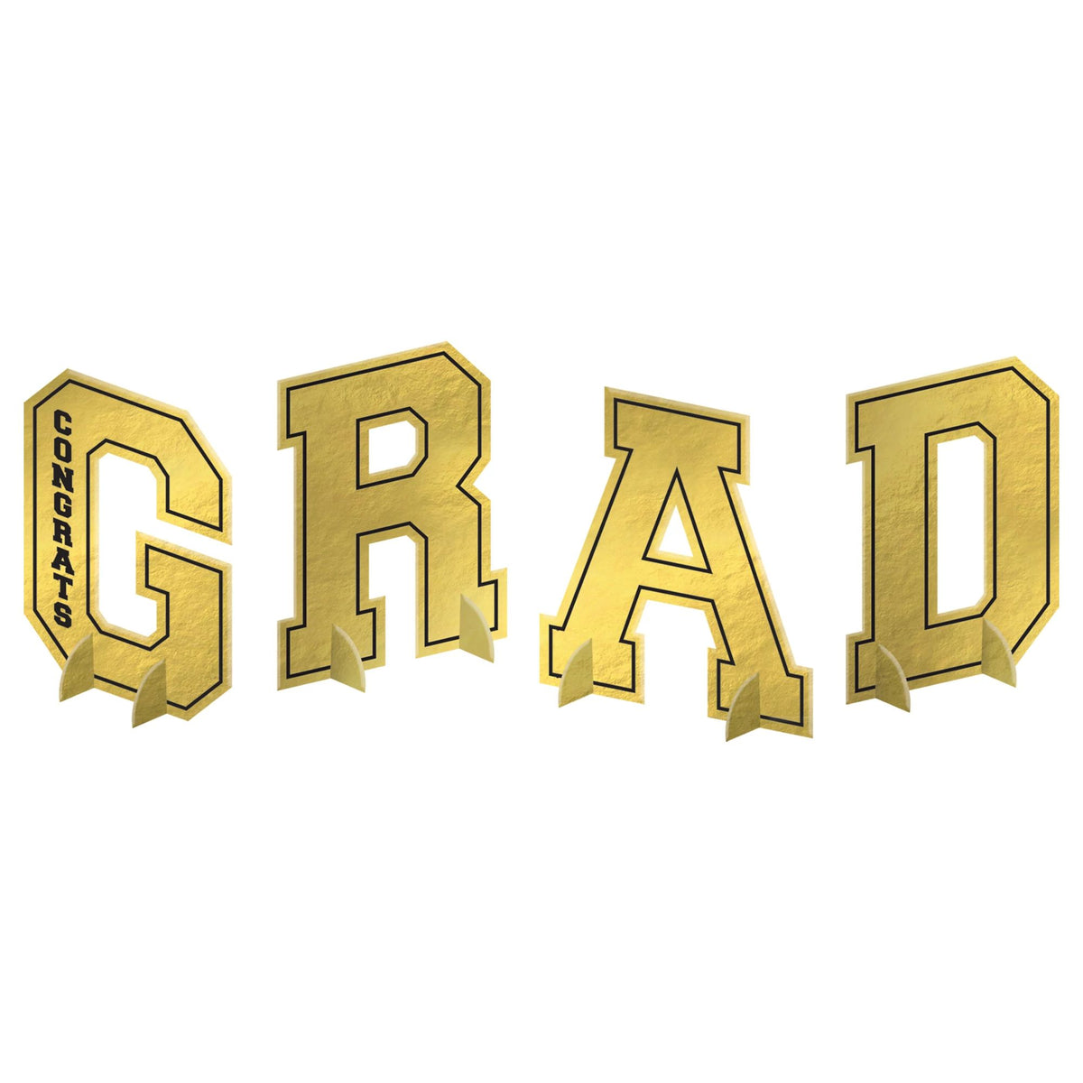 Congrats Grad Foil Table Centerpiece Decoration, Gold, 7-in, for Graduation