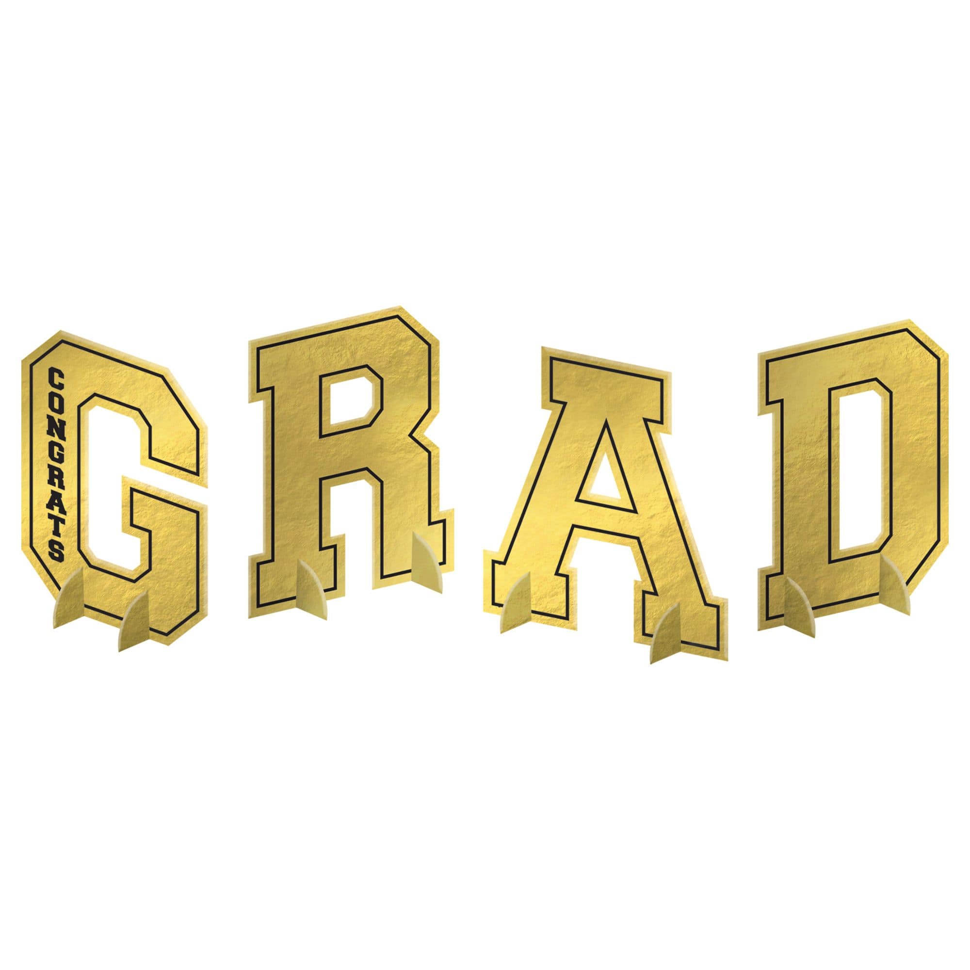 Congrats Grad Foil Table Centerpiece Decoration, Gold, 7-in, for Graduation