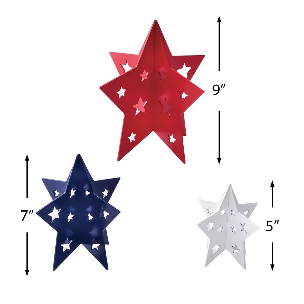 Patriotic Stars MDF Tabletop Decoration, 3-pcs