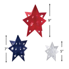 Patriotic Stars MDF Tabletop Decoration, 3-pcs