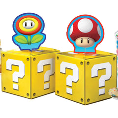 Super Mario Bros Mushroom Sign Centerpieces, Red/Yellow, 12 inch, 4-pk