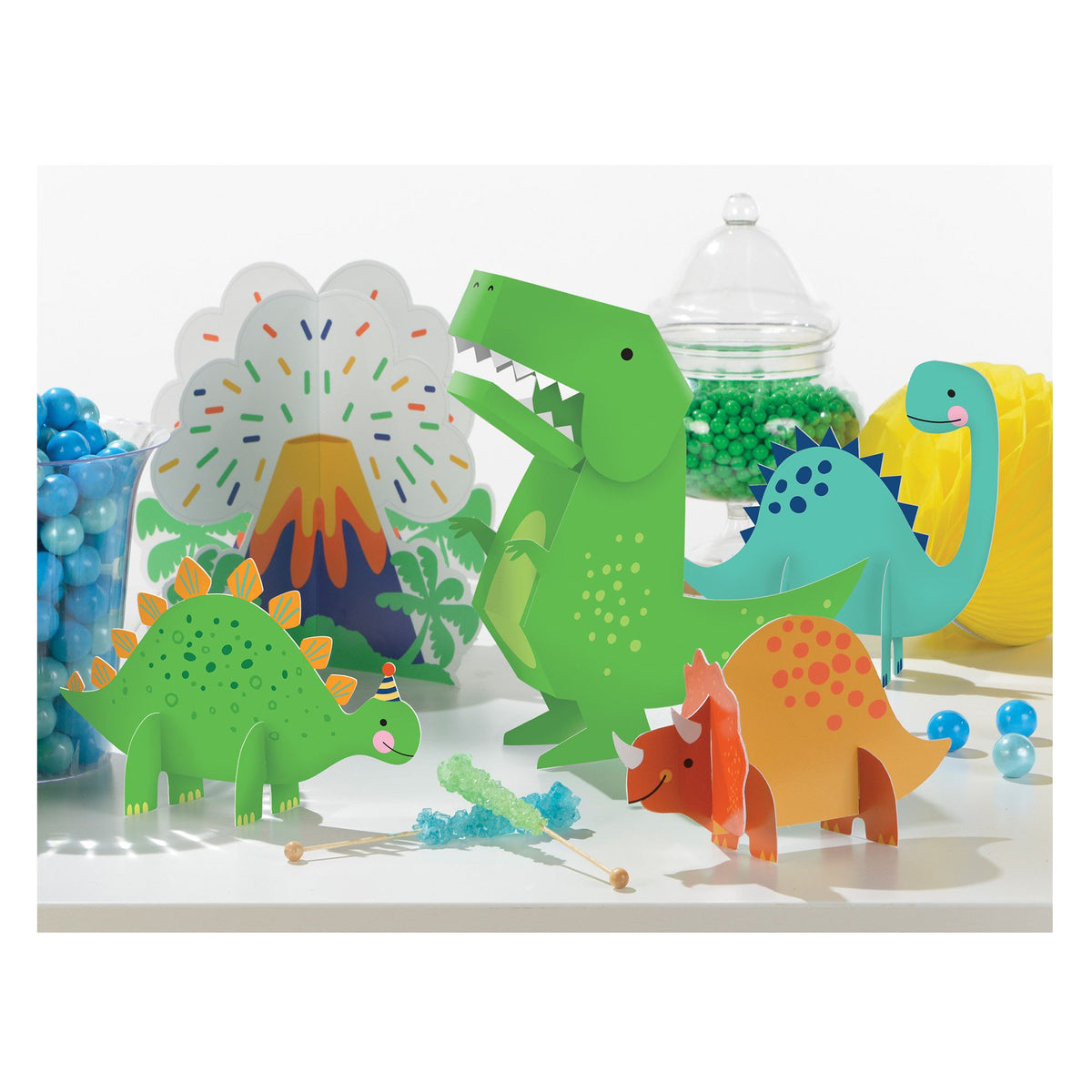 Dino-Mite Dinosaur Table Centerpieces, Green/Orange, 35.25-inch, 5-pk