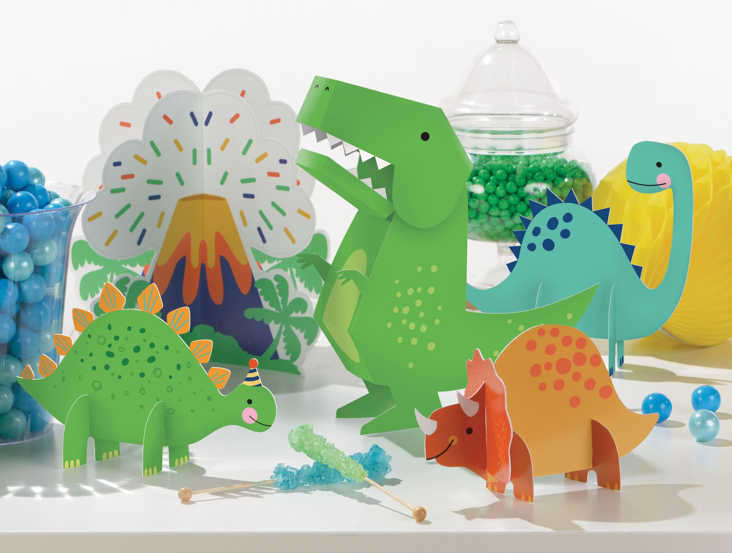 Dino-Mite Dinosaur Table Centerpieces, Green/Orange, 35.25-inch, 5-pk