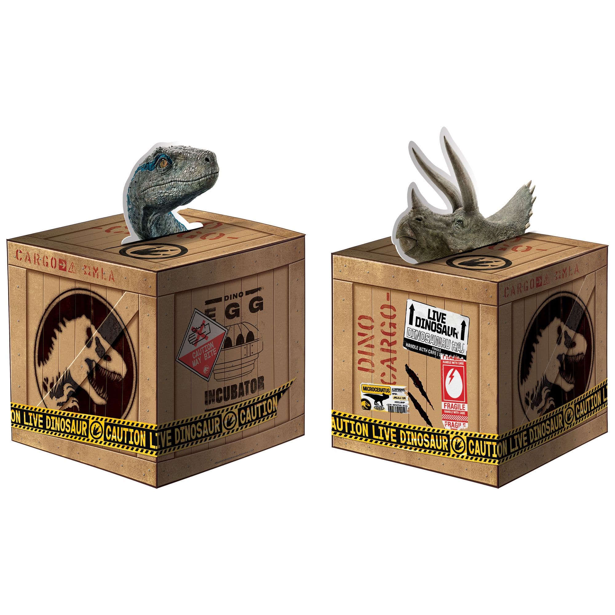 Jurassic World Dinosaur Centerpiece Signs, Brown, 12-inch, 4-pk