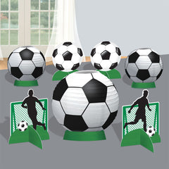 Soccer Sign Table Centerpiece Decorations, Black/White, 9.5-inch, 8-pk
