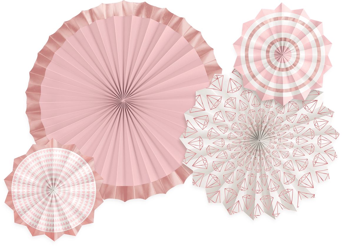 Blush Rose Gold Fan Decorations, 16-inch, 4-pk