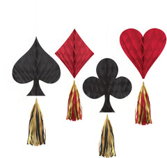 Mini Roll the Dice Casino Honeycomb Decorations with Tails, 4-pc