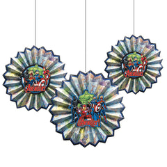 Disney Marvel Avengers Fan Decorations, Re/Blue, 12-inch, 3-pk