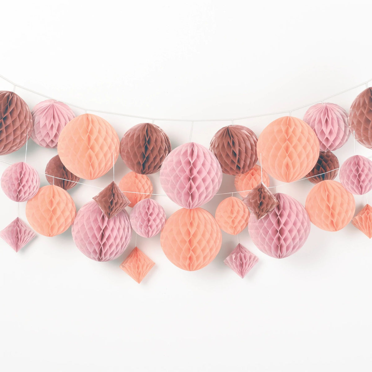 Rose Gold Honeycomb Garland Kit, 12-foot, 29-pk