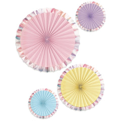 Pastel Parasol Paper Fans, 4-pcs