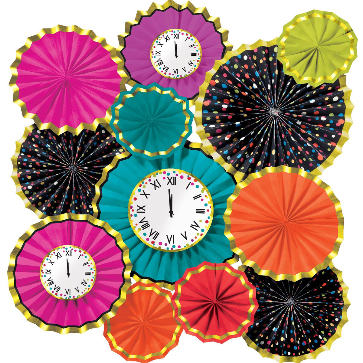 New Year's Eve Fan Hanging Decorations, 15.6-inch, 12-pk