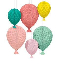 Balloon-Shaped Honeycomb Decorations, Multi-Color, 6-pk