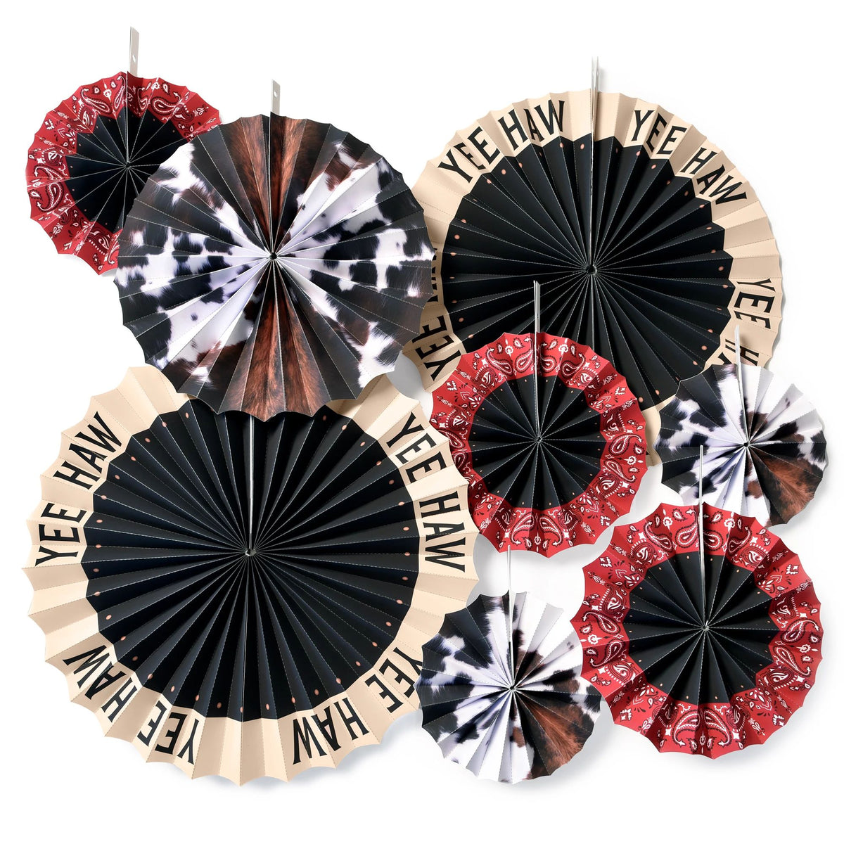 Western Paper Fan Decorating Kit, Multi-Color, 8-pk