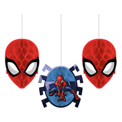 Spider-Man Honeycomb Hanging Decorations, Red/Blue, 7.5-inch, 3-pk