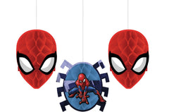 Spider-Man Honeycomb Hanging Decorations, Red/Blue, 7.5-inch, 3-pk