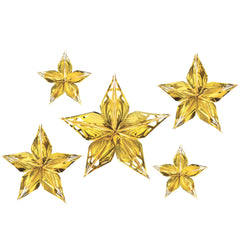 Star Hanging Decorations, Gold, 8-inch, 5-pk