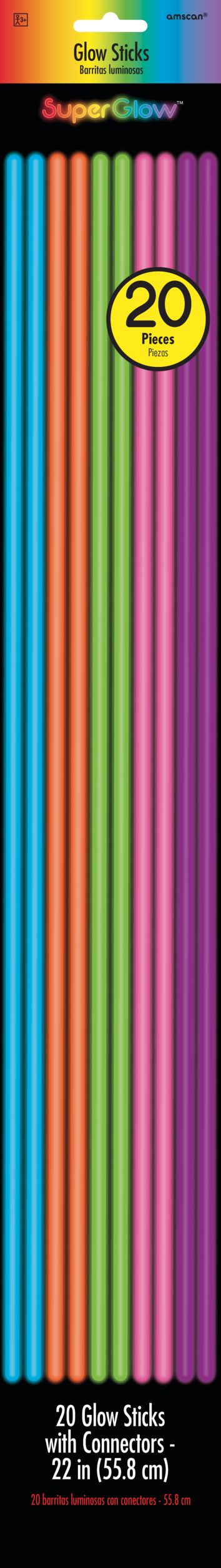 Light Sticks, Multi-Colored, 20-pk