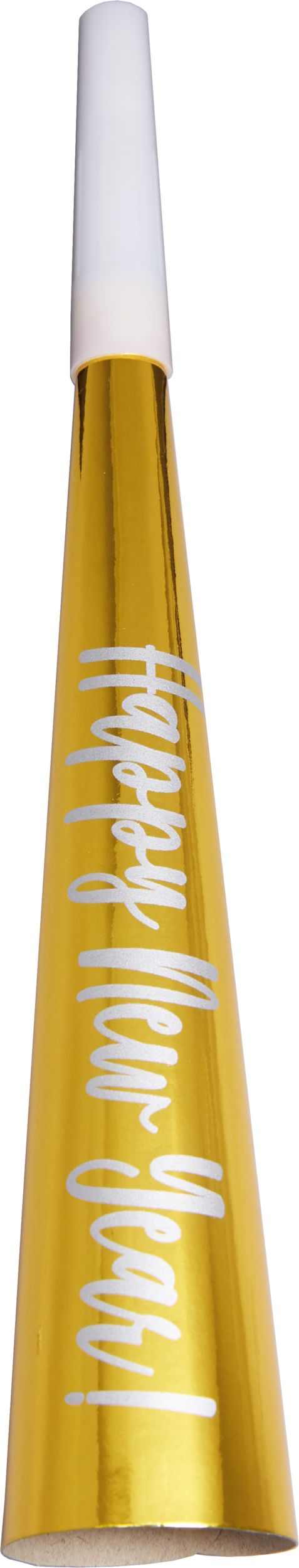 New Year Horns & Blowouts, Black/Gold/Silver, Striped, 50-pk