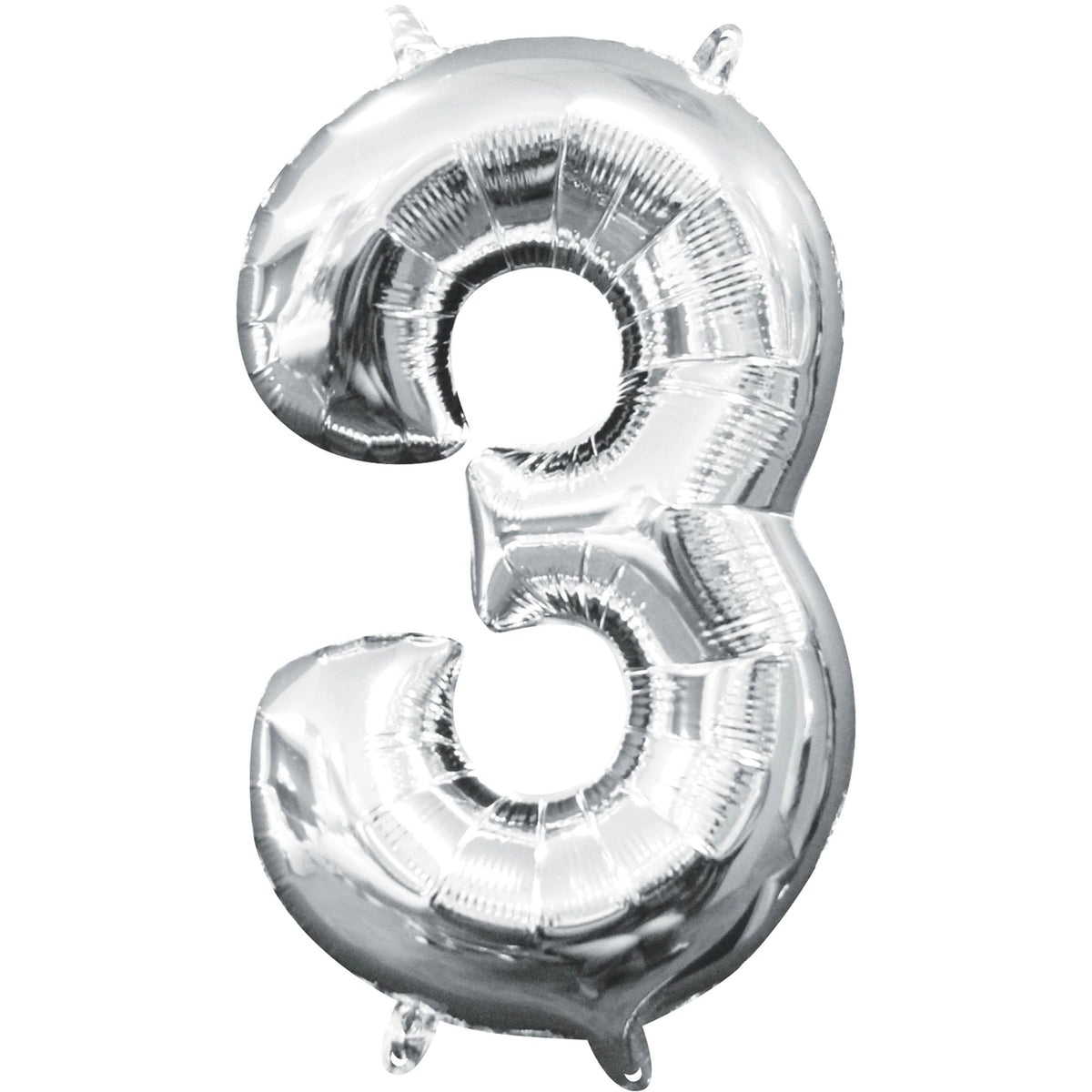 Silver Foil Metallic Number 3 Balloon