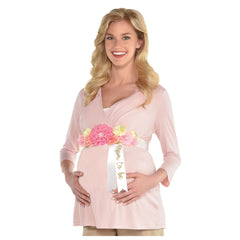 Mom to Be Floral Bump Sash, White/Pink, One Size