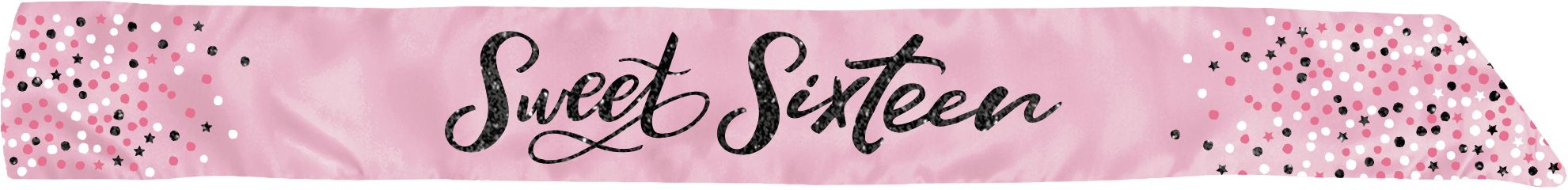 Sweet Sixteen Reversible Sash, Black/Pink/Gold, One Size