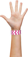 Pink Chevron Waterproof Wristbands, 10-inch, 500 Pack