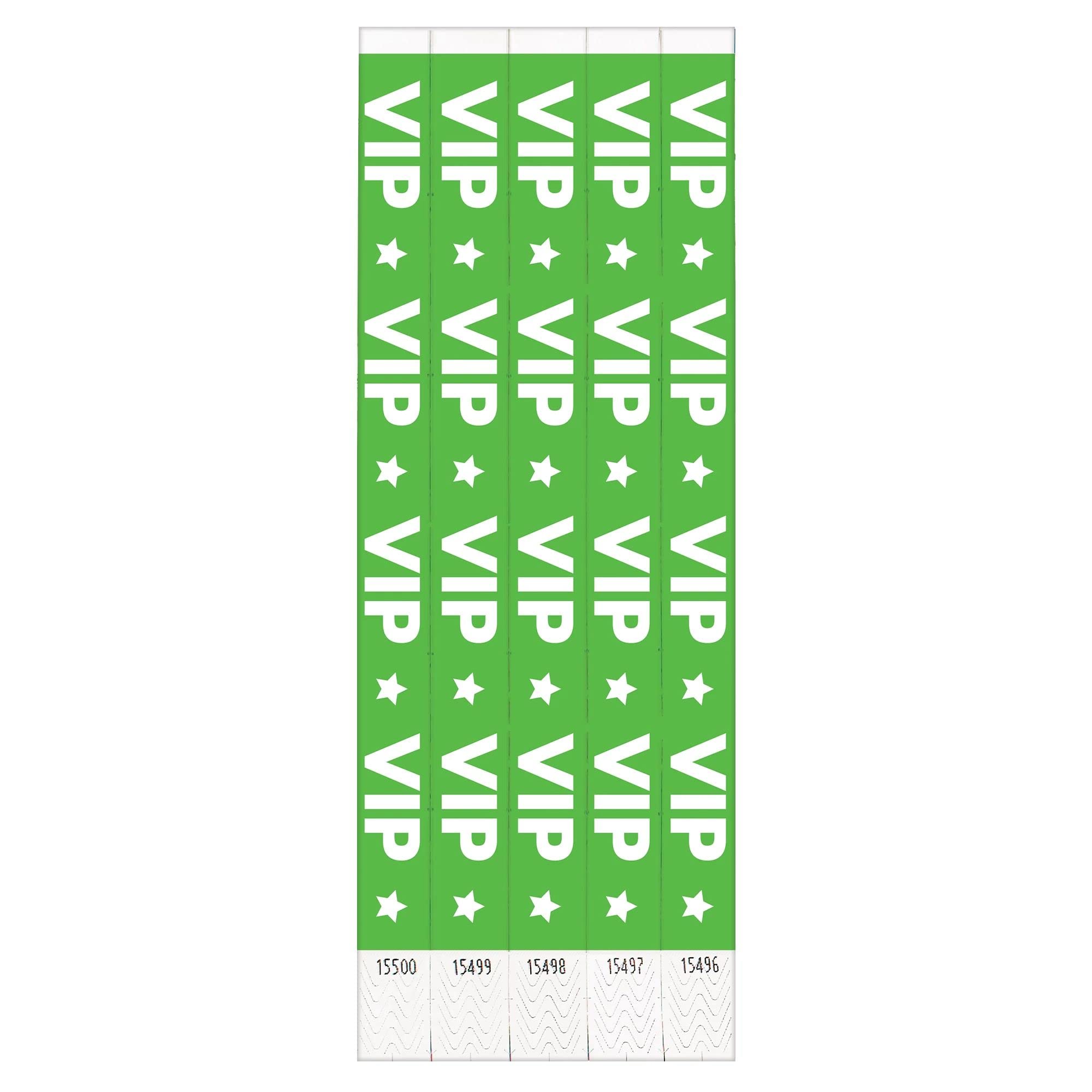 VIP Green Waterproof Wristbands, 10-inch, 500-pk