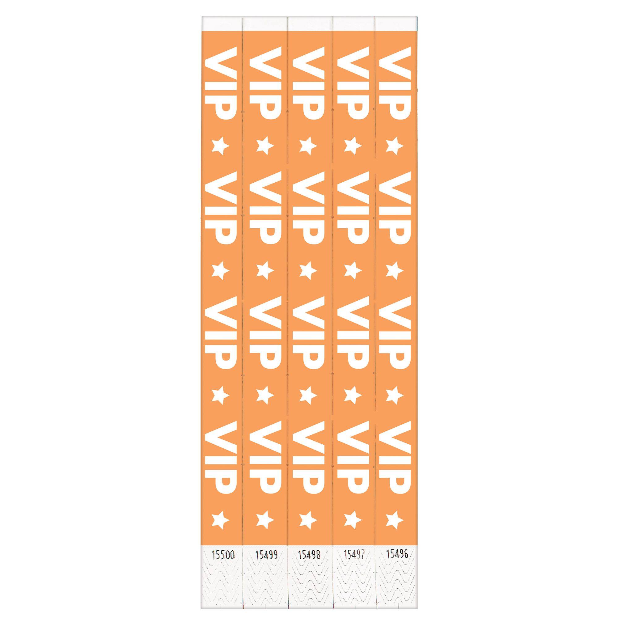 VIP Waterproof Orange Wristbands, 10-inch, 500-pack