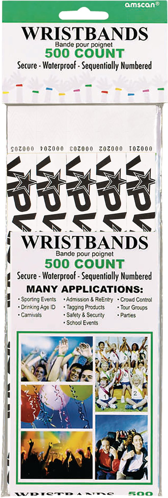 VIP Waterproof White Wristbands, 10-inch, 500-pk
