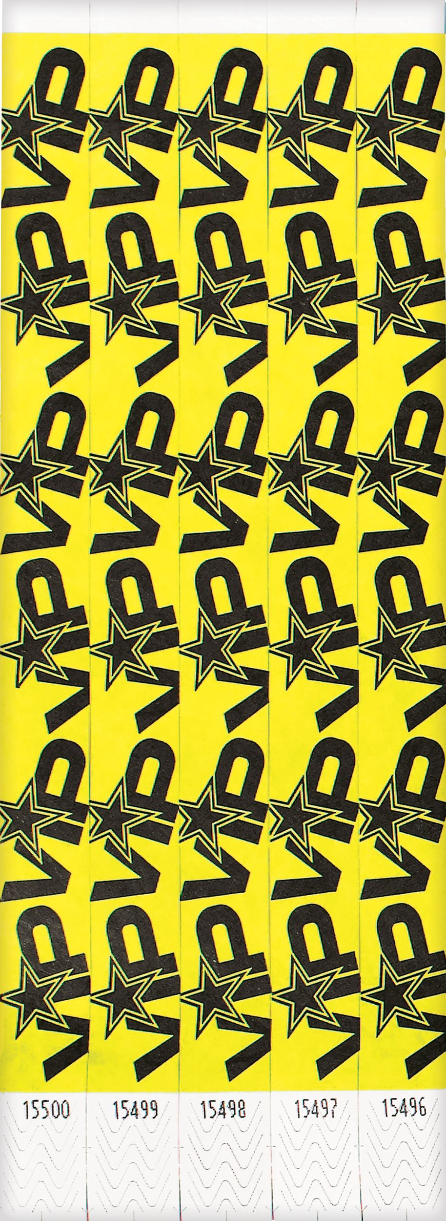 Yellow VIP Waterproof Wristbands, 10 inch, 500-pk